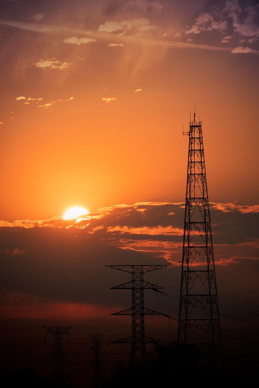 electricity, energy, sunrise, tower, radio, telecom, antenna, telecommunication, nature, sunset